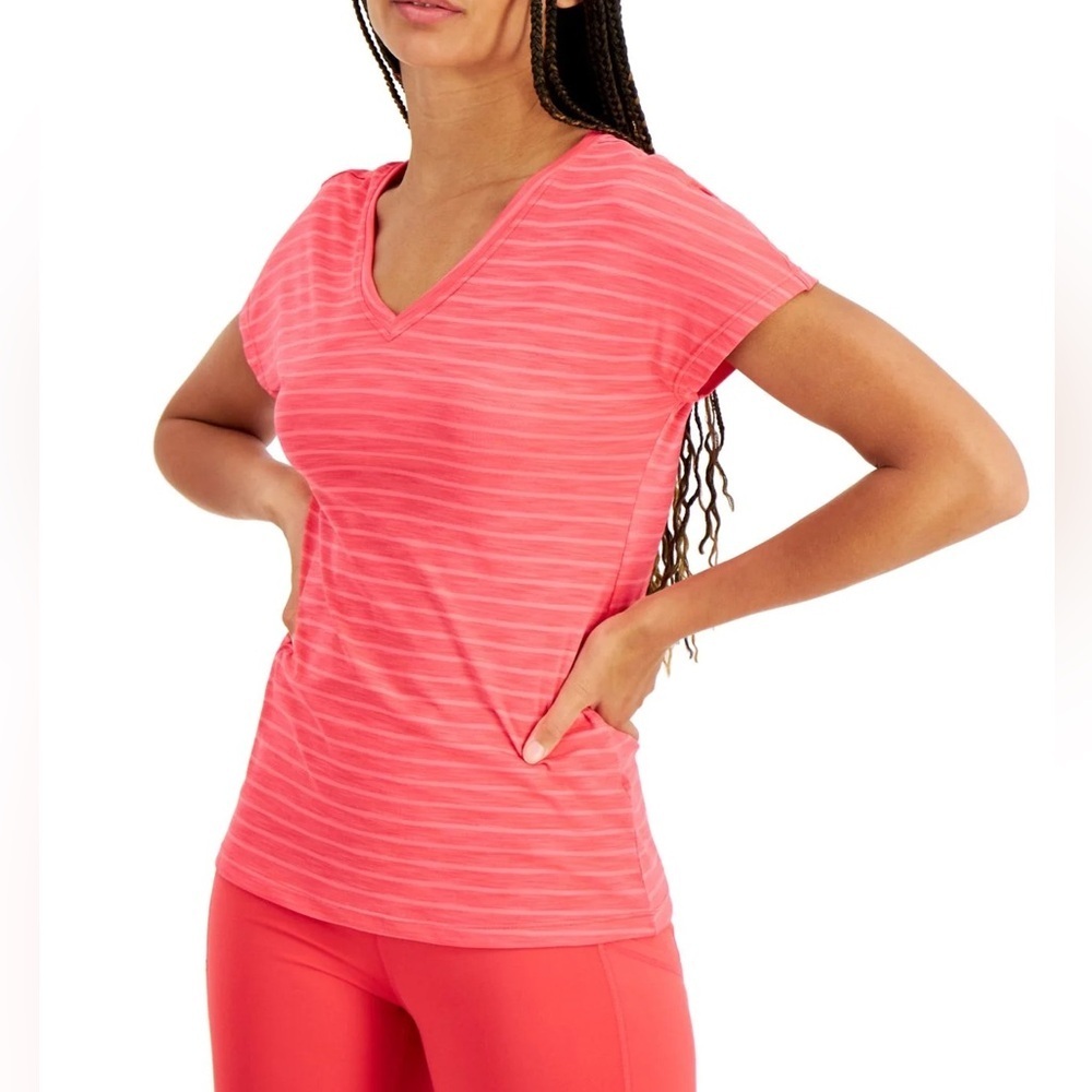 Ideology Women's V-Neck Short Sleeve, Shadow Stripe T-Shirt